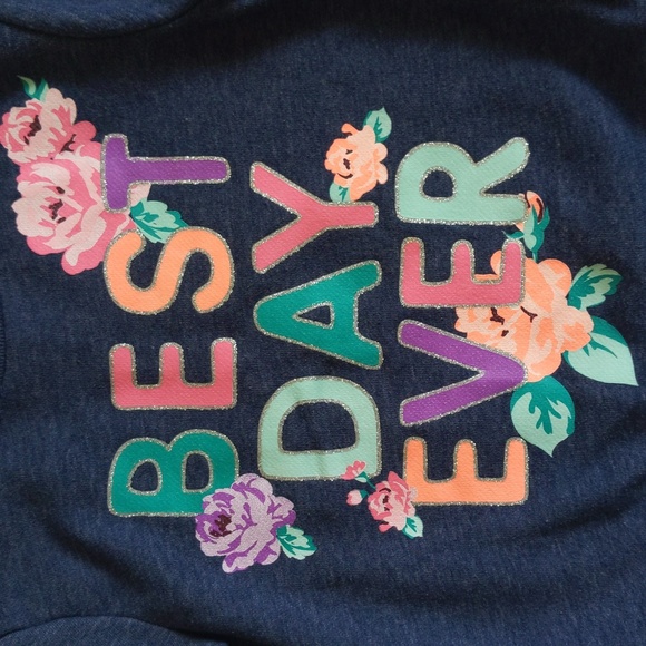 garanimals navy floral glitter graphic crewneck sweatshirt 2T toddler girls - Picture 2 of 6